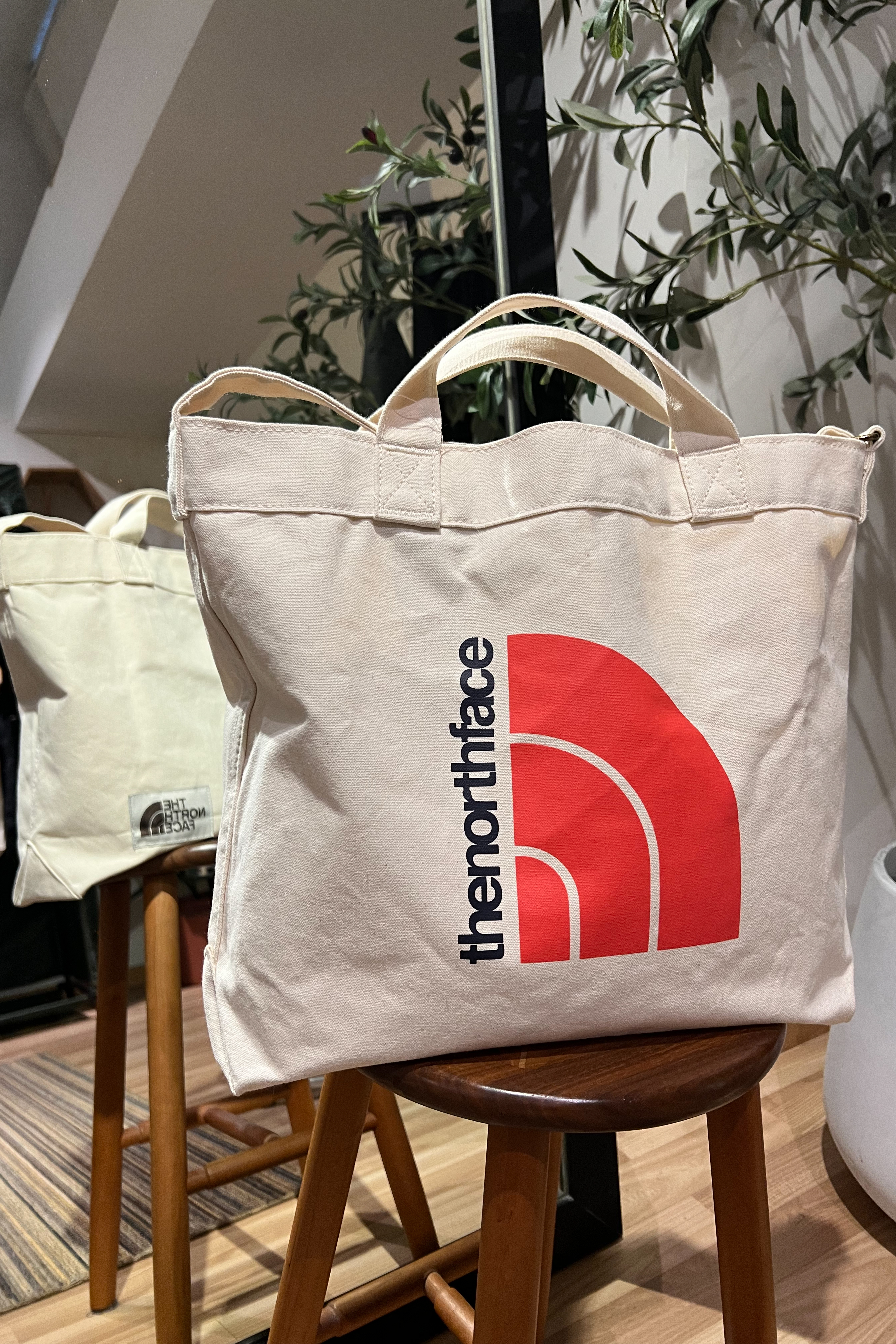 The North Face Adjustable 17L cotton tote in off white