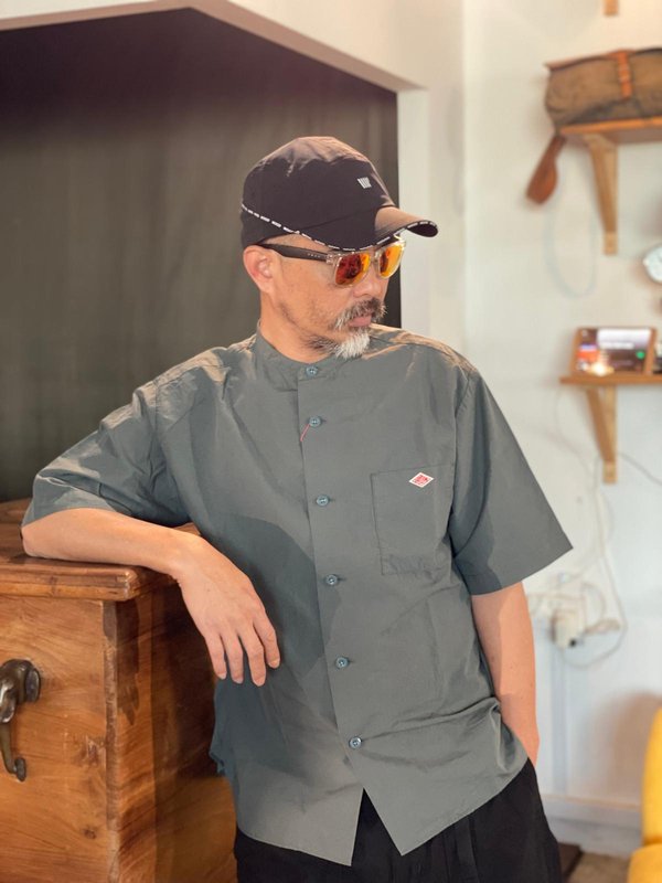 Danton S/S Cotton Linen Band Collar Shirt