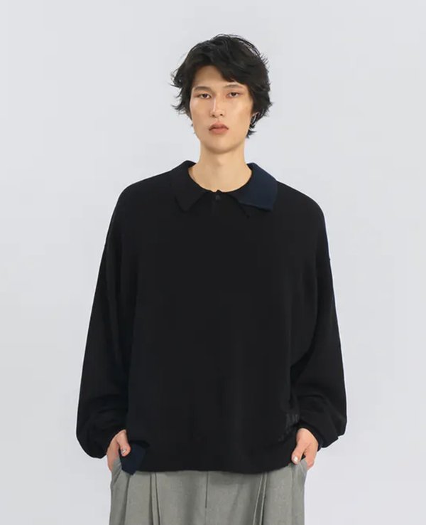 MELSIGN Off-Balance Knit Polo Shirt