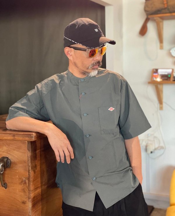 Danton S/S Cotton Linen Band Collar Shirt