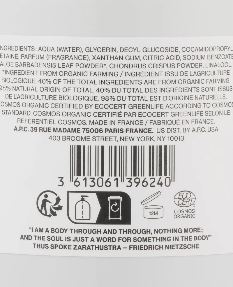 A.P.C. Savon Mains Cosmos Organic Hand Soap