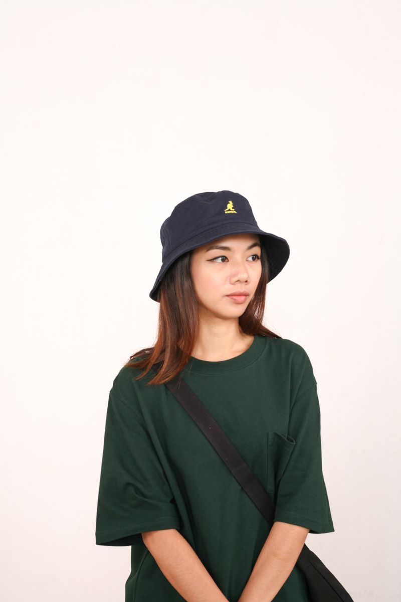 Kangol Washed Bucket Hat Navy/S Navy, Small 並行輸入品 Kangol Washed Bucket Hat - navy blue (navy)